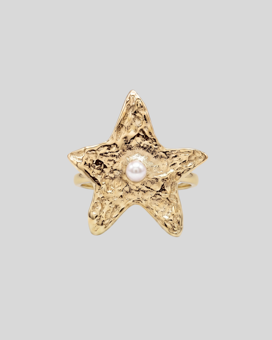 Star Ring Gold Pearl