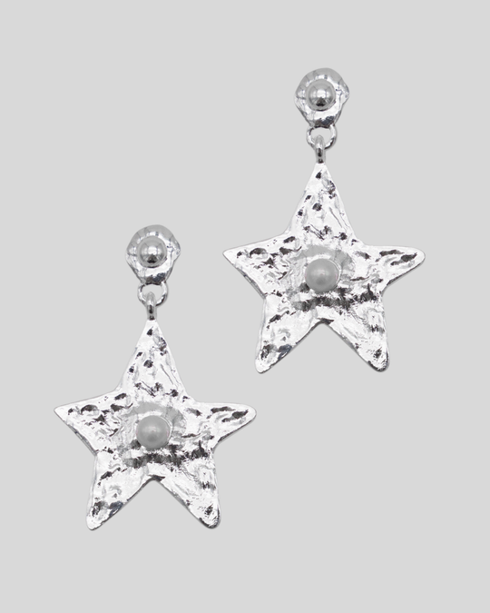 Star Earring Silver Pearl