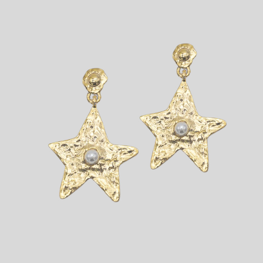 Goldene Stern Ohrringe mit Perle