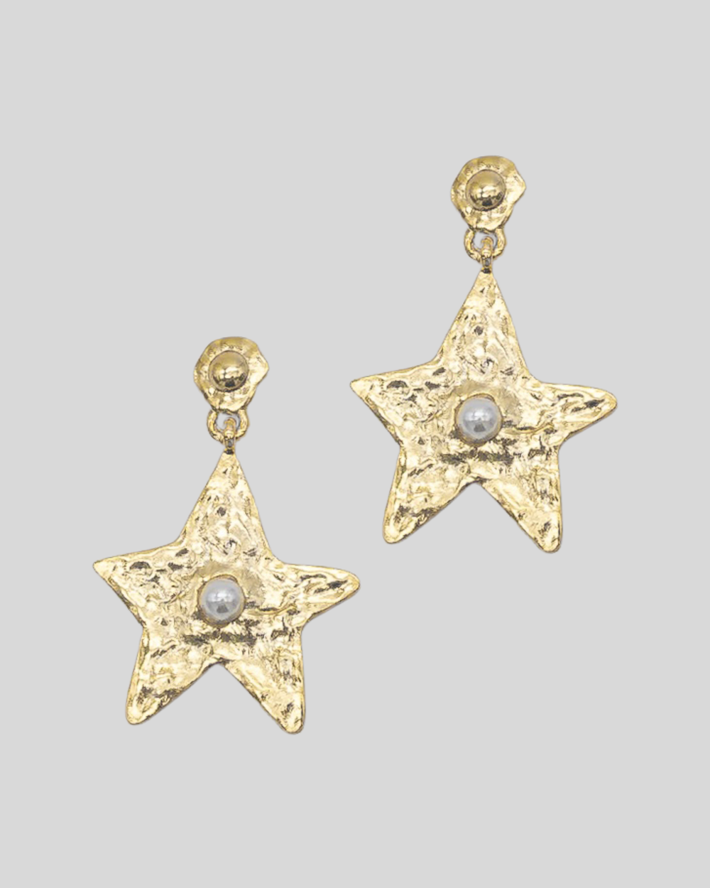 Star Earring Gold Pearl