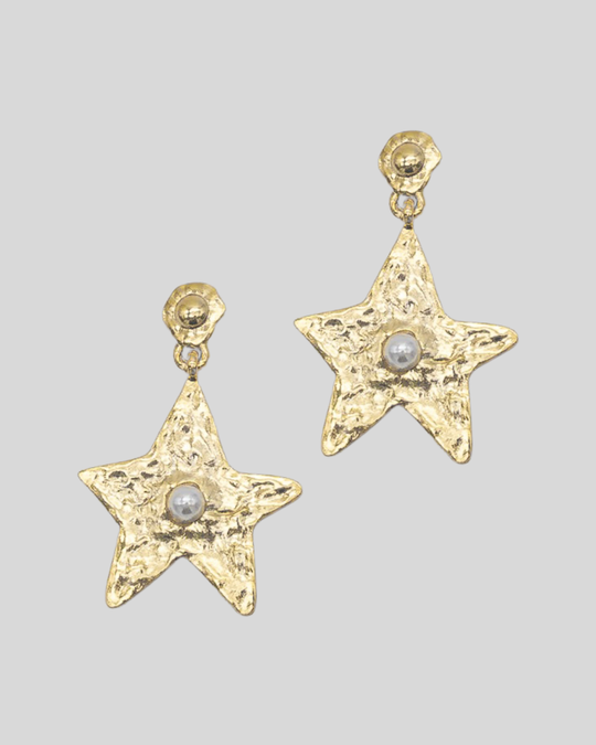 Goldene Stern Ohrringe mit Perle