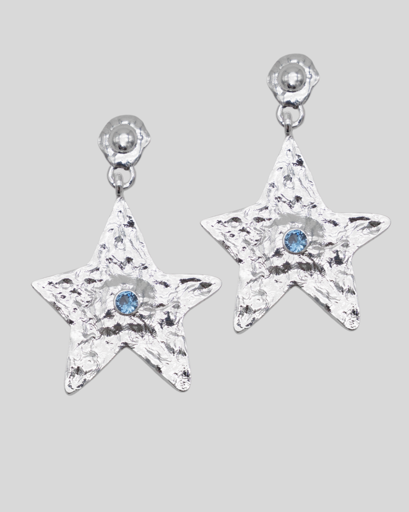 Star Earring Silver Blue — AVA Jewelry
