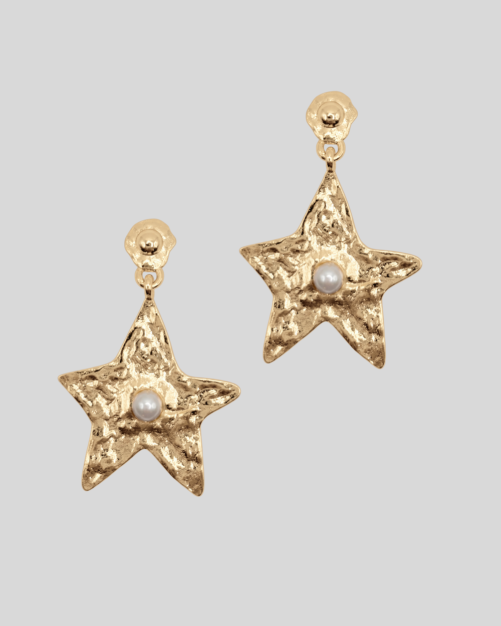 Star Earring Gold Pearl