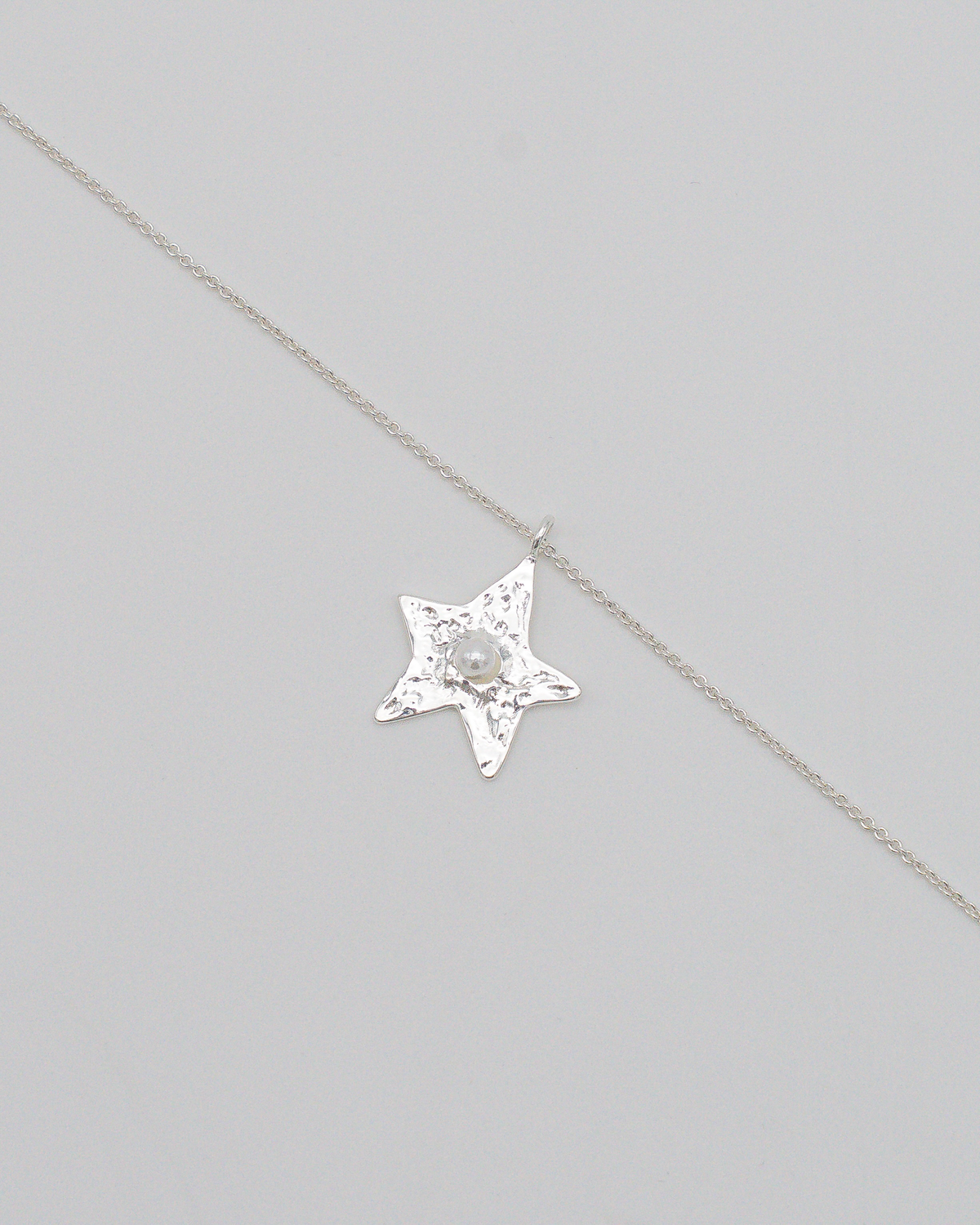 Star Necklace Silver Pearl — Worn