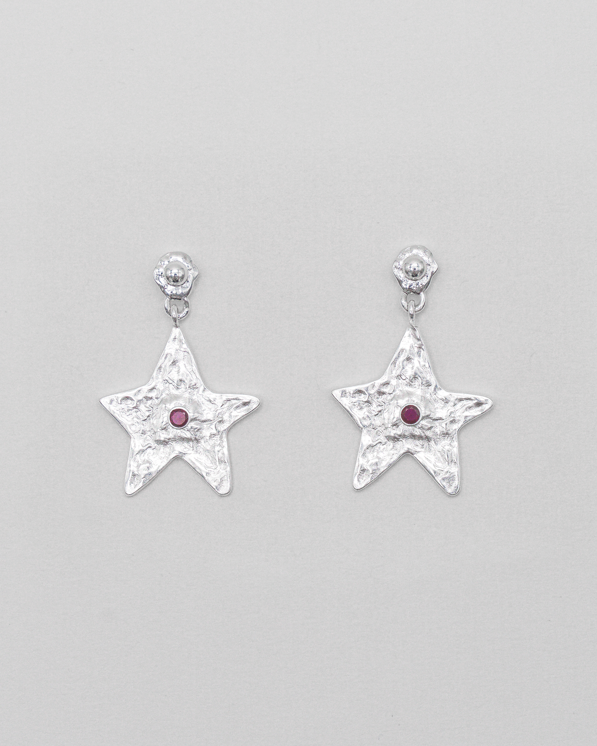 Star Earring Silver Pink — Detail