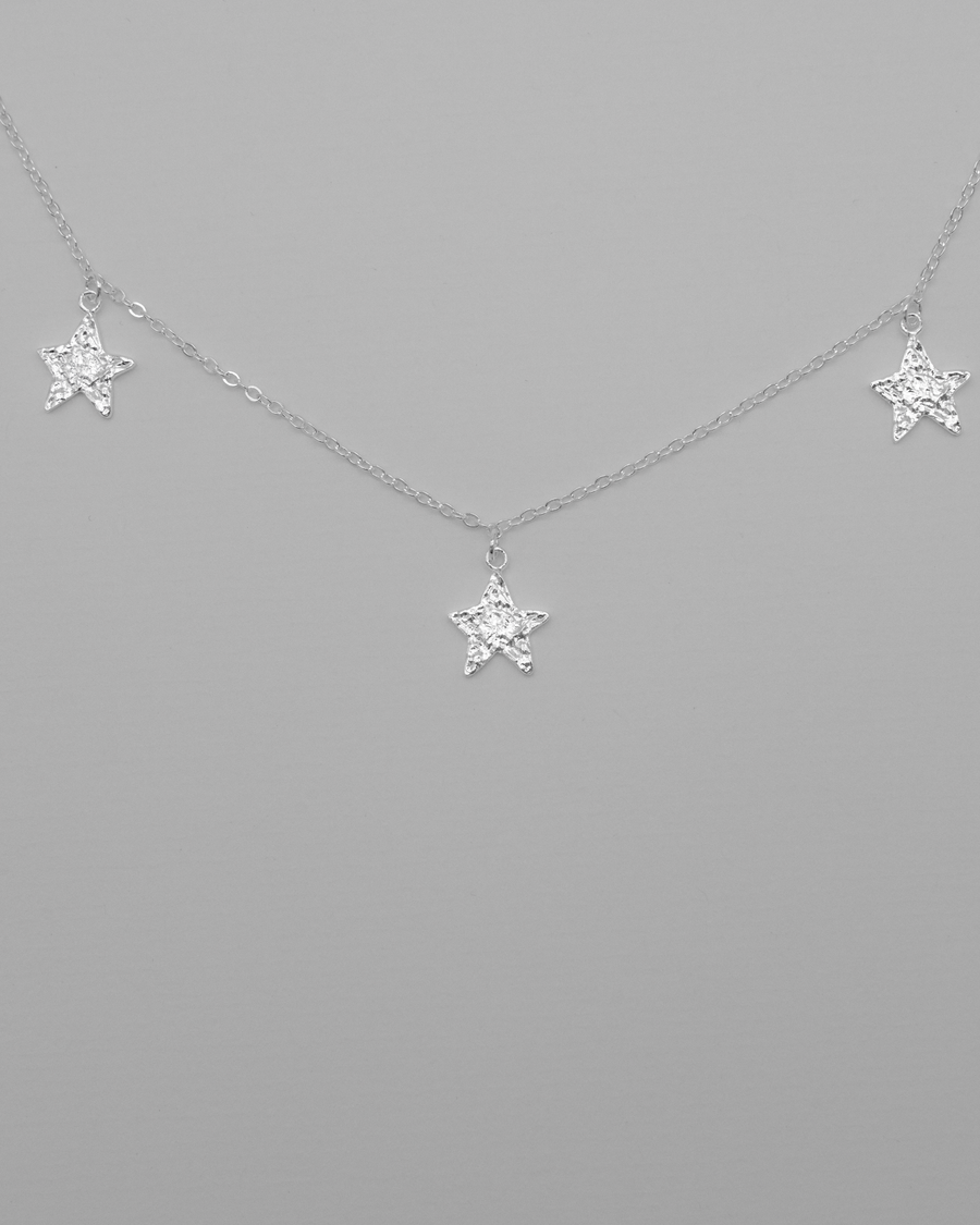 Silberne Stern Kette mit drei Sternen — Detail