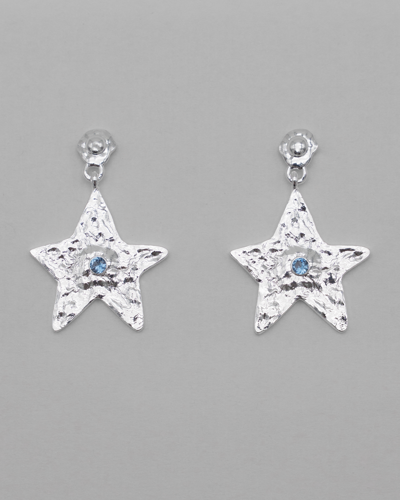 Star Earring Silver Blue — AVA Jewelry