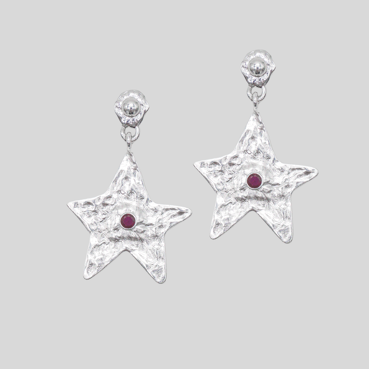 Star Earring Silver Pink