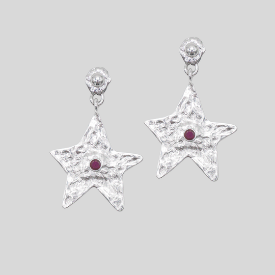 Star Earring Silver Pink