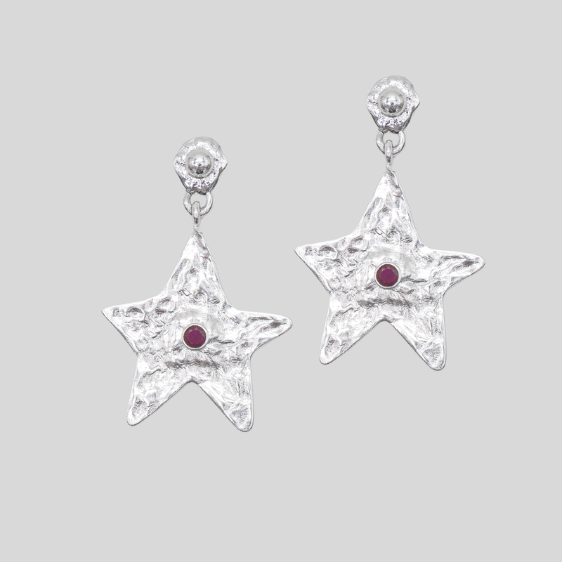 Star Earring Silver Pink — AVA Jewelry