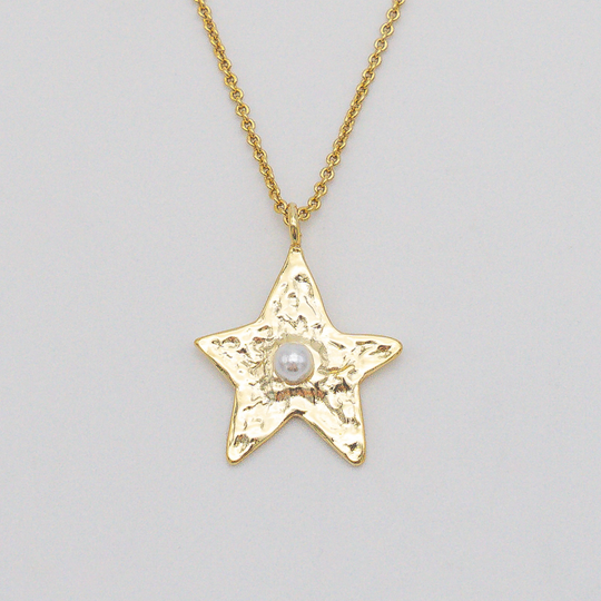 Star Necklace Gold Pearl