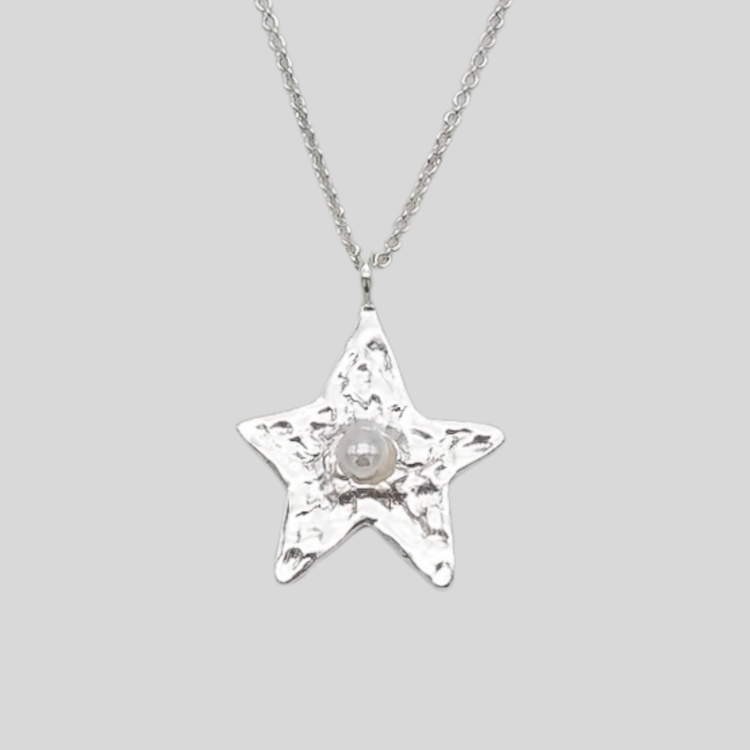 Star Necklace Silver Pearl
