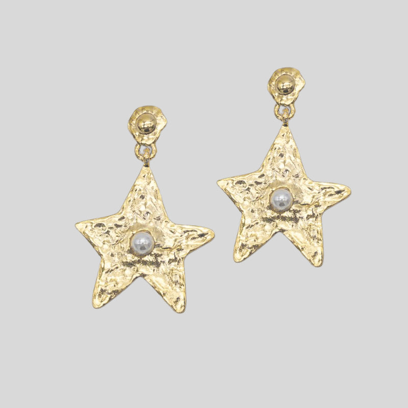 Star Earring Gold Pearl — AVA Jewelry