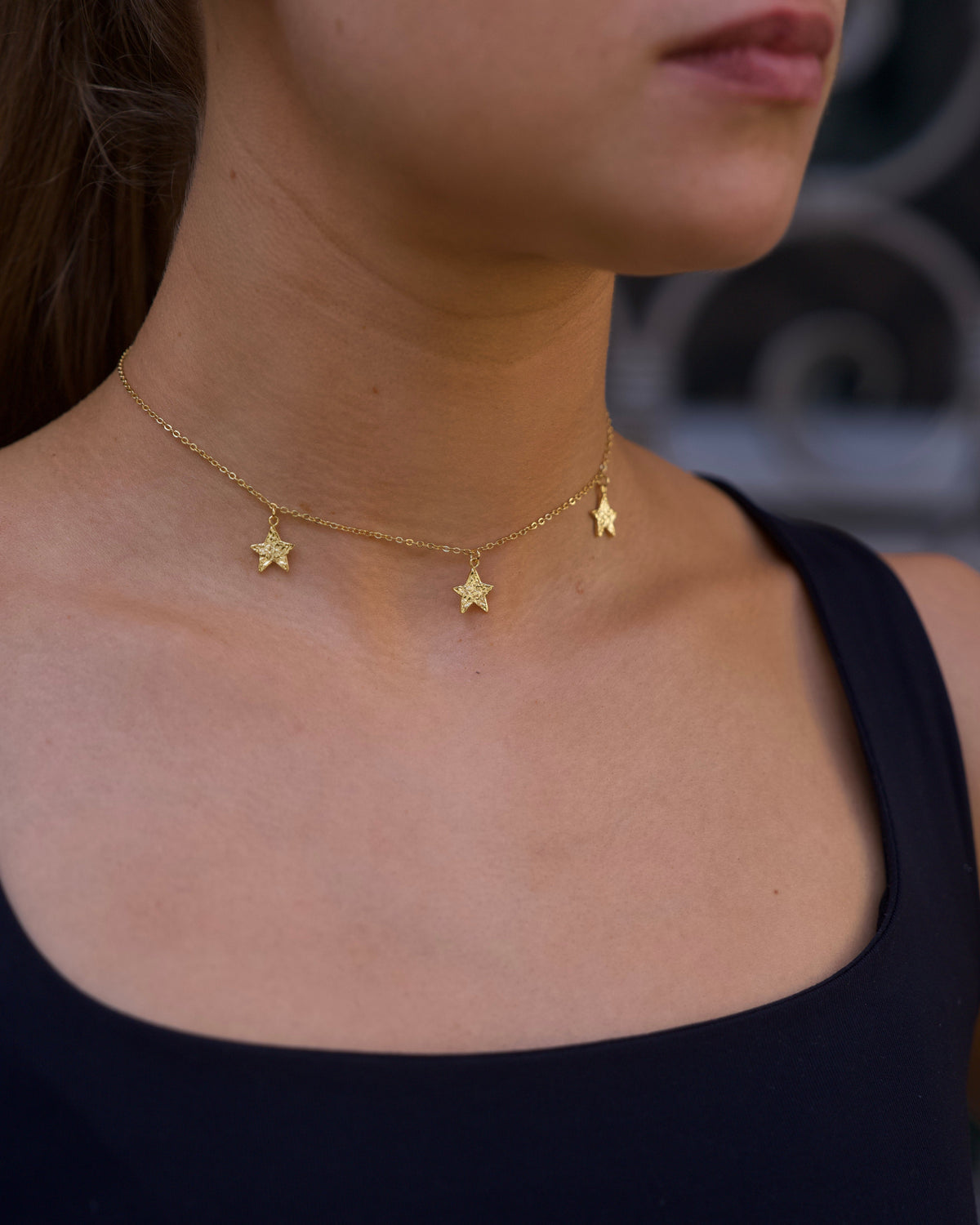 Triple Star Choker Gold — Lifestyle