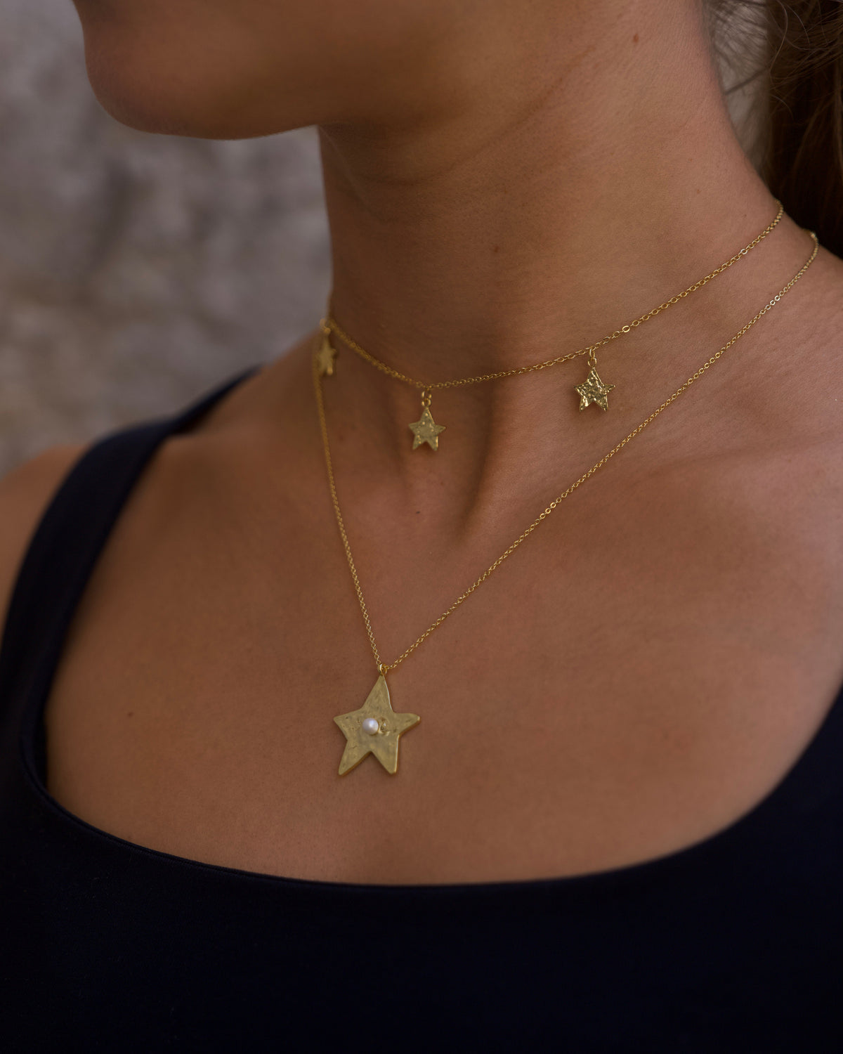 Triple Star Choker Gold — Worn