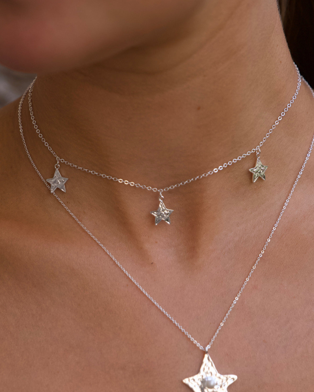 Triple Star Choker Silver — Lifestyle